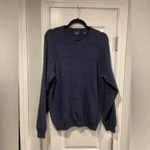 Arrow Mens Size M Navy Blue Crewneck Sweater 100% Cotton Textured Knit Classic
